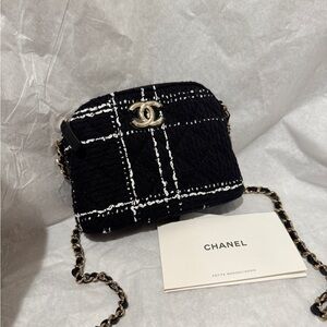 Chanel Black and White Tweed Mini Bag
